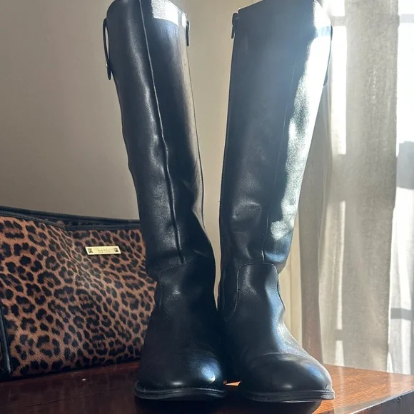 Ralph Lauren Masika Black Leather Riding Boot-8 - Picture 3 of 5